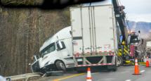 semi truck jackknifed in a truck crash