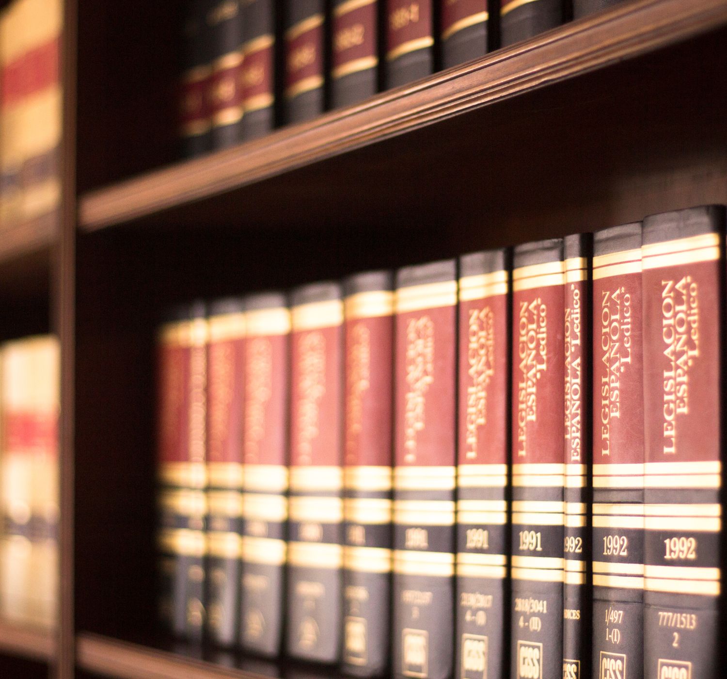 legal textbooks on a shelf in personal injury law office