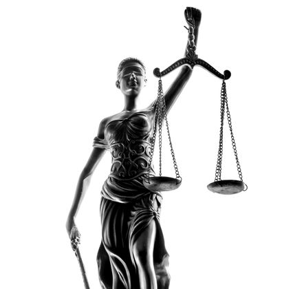 statue of lady libery with the sword and scales of justice