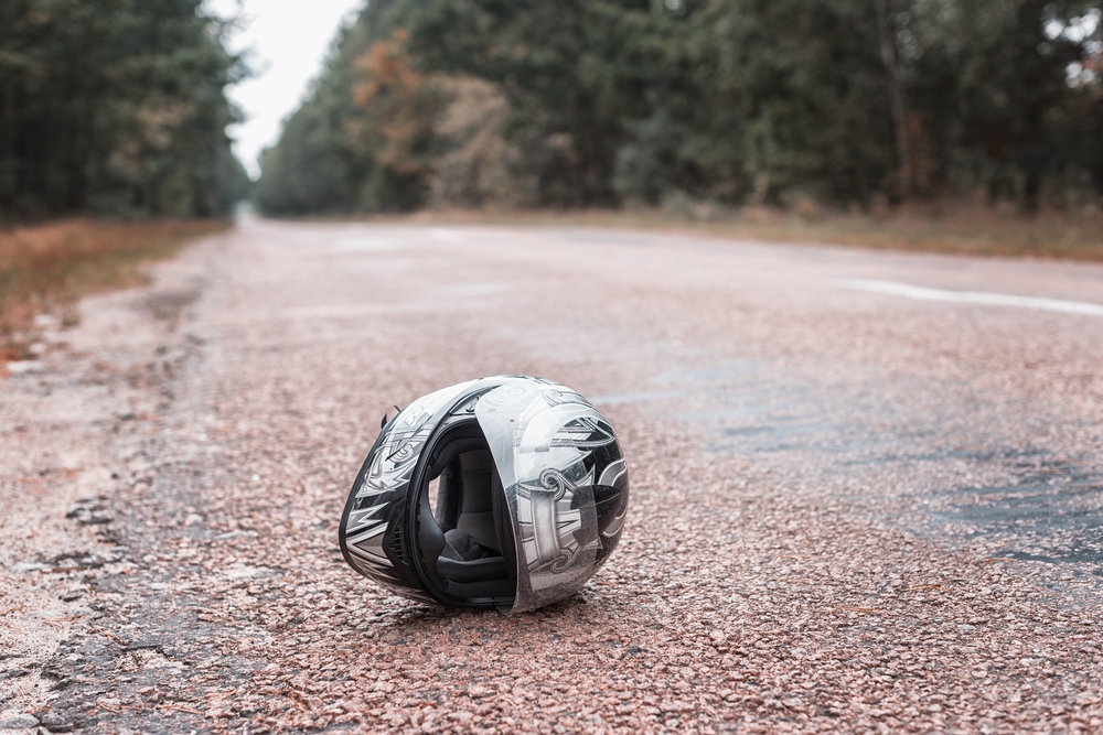 Motorcycle crash scene illustrating disputed fault in a motorcycle accident